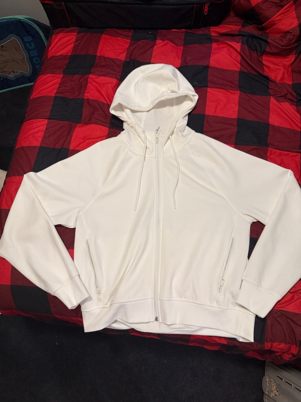 Old Navy White Full-Zip Hooded Sweatshirt